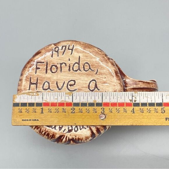 Vintage Brown Good Luck Ceramic Mug Horseshoe 1970s Florida Hand painted - Picture 13 of 15